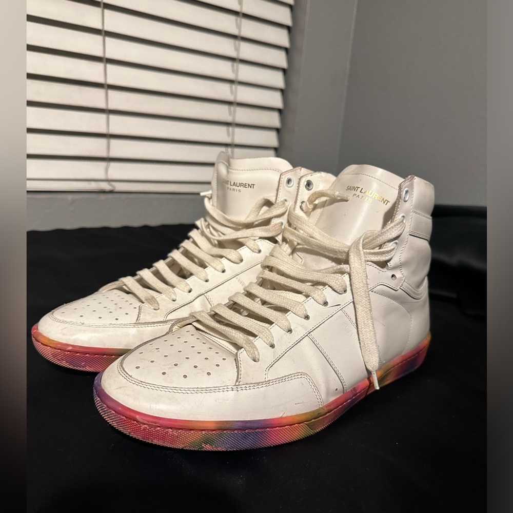 Saint Laurent Paris White Leather Court Classic SL/10H High Top Sneakers 43.5 - Picture 5 of 5